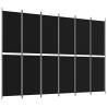 6-Panel Black Room Divider - Durable & Versatile - 300x220 cm