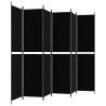 6-Panel Black Room Divider - Durable & Versatile - 300x220 cm