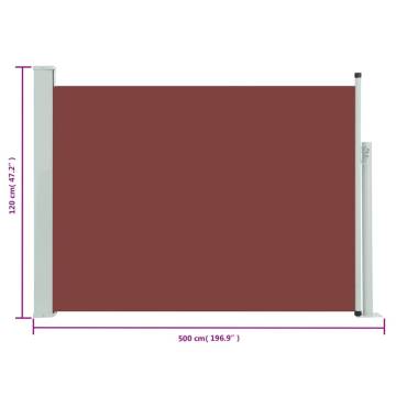 Patio Retractable Side Awning 120x500 cm - Brown | HipoMarket