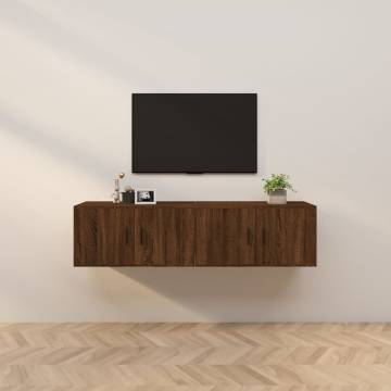 Stylish Wall-Mounted TV Cabinets - 2 pcs Brown Oak