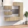 6 Piece TV Cabinet Set Sonoma Oak Engineered Wood Colour sonoma oak Quantity in Package 6 Width 80 cm 