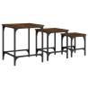 Nesting Coffee Tables Set - 3 Pcs Brown Oak Engineered Wood