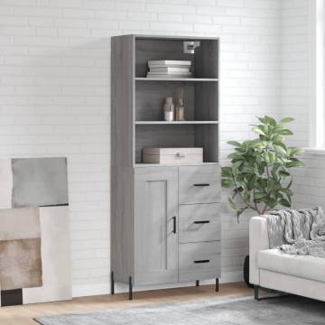 Stylish Highboard Grey Sonoma - Engineered Wood Storage