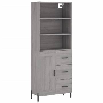 Stylish Highboard Grey Sonoma - Engineered Wood Storage