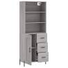 Stylish Highboard Grey Sonoma - Engineered Wood Storage