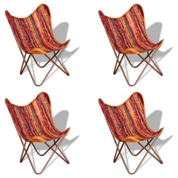 Butterfly Chairs 4 pcs Multicolour Chindi Fabric - Hipomarket