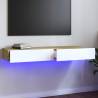 TV Cabinet with LED Lights White and Sonoma Oak 120x35x15.5 cm Colour white and sonoma oak Quantity in Package 1 Width 120 cm 