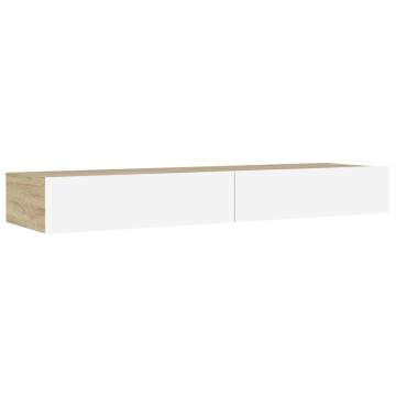 Stylish TV Cabinet with LED Lights - White & Sonoma Oak