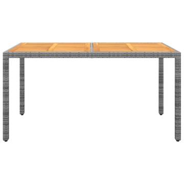 Garden Table 150x90x75 cm | Acacia Wood & Poly Rattan Grey