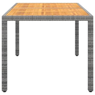 Garden Table 150x90x75 cm | Acacia Wood & Poly Rattan Grey