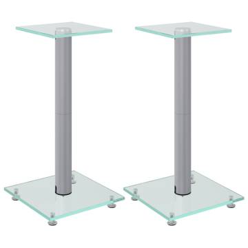 Speaker Stands 2 pcs - Silver Tempered Glass Design