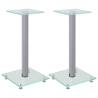 Speaker Stands 2 pcs - Silver Tempered Glass Design