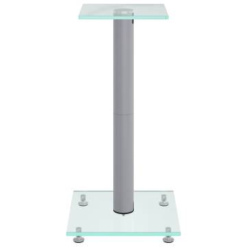 Speaker Stands 2 pcs - Silver Tempered Glass Design