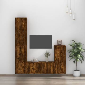 4 Piece Smoked Oak TV Cabinet Set | Stylish & Practical Design