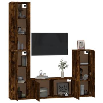 4 Piece Smoked Oak TV Cabinet Set | Stylish & Practical Design