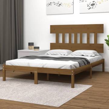 Honey Brown Solid Wood Bed Frame 160x200 cm | Hipo Market