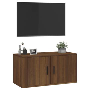 Wall Mounted TV Cabinet Brown Oak - 80x34.5x40 cm | Hipo Market