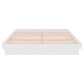 White Solid Wood Bed Frame 135x190 cm Double - Hipomarket