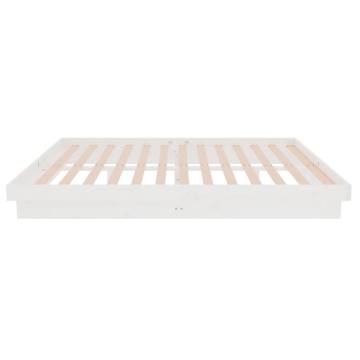 White Solid Wood Bed Frame 135x190 cm Double - Hipomarket