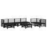 8 Piece Garden Lounge Set - Black Solid Pine Wood | HipoMarket