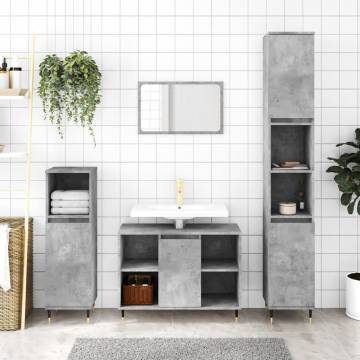 Stylish Concrete Grey Bathroom Cabinet - 80x33x60 cm