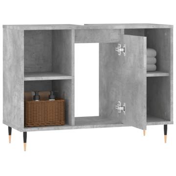 Stylish Concrete Grey Bathroom Cabinet - 80x33x60 cm