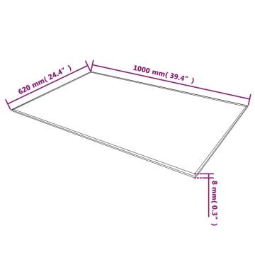 Table Top Tempered Glass Rectangular 1000x620 mm | HipoMarket