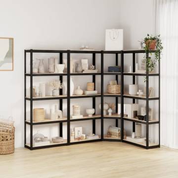 5-Layer Shelves Set - Anthracite Steel & Engineered Wood