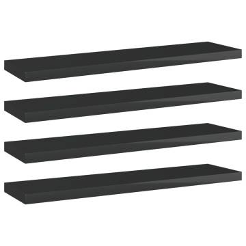 High Gloss Black Bookshelf Boards - 4 pcs | Hipo Market