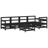 6 Piece Black Garden Lounge Set - Solid Pine Wood