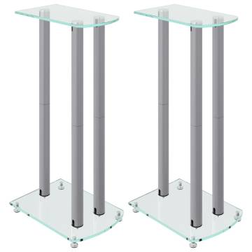 Speaker Stands 2 pcs - Silver Tempered Glass Design | HipoMarket