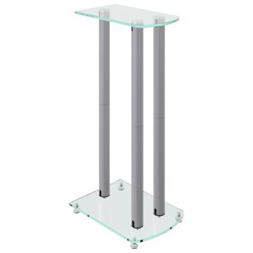 Speaker Stands 2 pcs - Silver Tempered Glass Design | HipoMarket