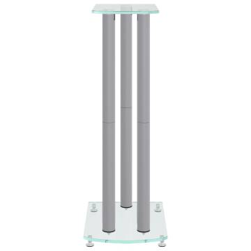 Speaker Stands 2 pcs - Silver Tempered Glass Design | HipoMarket