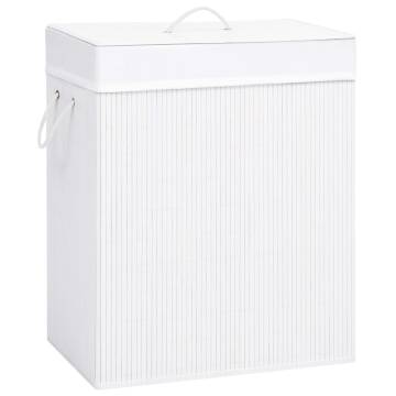 Bamboo Laundry Basket White 100L - Stylish & Functional