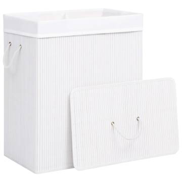 Bamboo Laundry Basket White 100L - Stylish & Functional