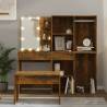 Dressing Table Set with LED Smoked Oak Engineered Wood Colour smoked oak Number of 1 