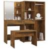 Stylish Dressing Table Set with LED in Smoked Oak