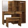 Stylish Dressing Table Set with LED in Smoked Oak