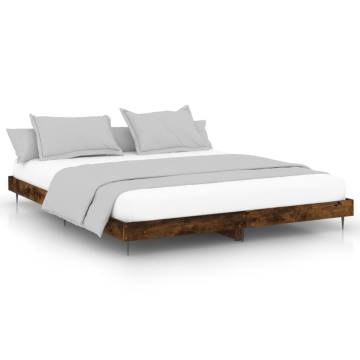 Bed Frame Smoked Oak 160x200 cm - Durable Engineered Wood