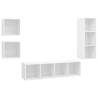 4 Piece White Engineered Wood TV Cabinet Set | HiPoMarket UK