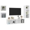 4 Piece White Engineered Wood TV Cabinet Set | HiPoMarket UK