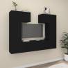 6 Piece TV Cabinet Set Black Engineered Wood Colour black Quantity in Package 6 Width 80 cm 