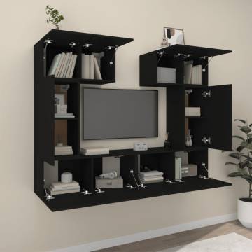 6 Piece Black TV Cabinet Set - Stylish & Practical Storage