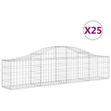 Arched Gabion Baskets - 25 pcs Galvanised Iron | HipoMarket