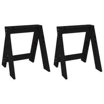 Stylish Black Pine Stools - Set of 2, 40x40 cm | HipoMarket