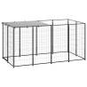 Durable Black Steel Dog Kennel - 2.42 m² Outdoor Enclosure