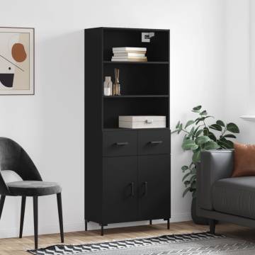 Elegant Highboard Black 69.5x34x180 cm - Stylish Storage Solution