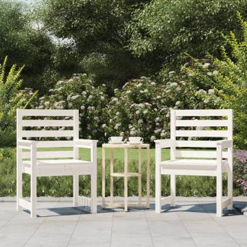 Garden Chairs 2 pcs White Solid Wood Pine - Comfortable & Stylish