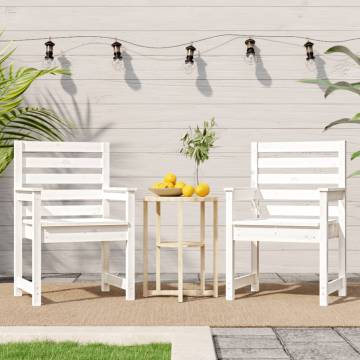 Garden Chairs 2 pcs White Solid Wood Pine - Comfortable & Stylish