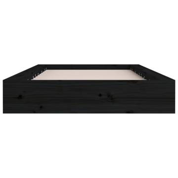 Black 140x190 cm Solid Wood Bed Frame - Stylish & Sturdy